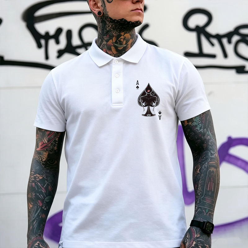 Poker A The Queen of Spades Sexy Nun Print Men's Polo Shirt Image - 5