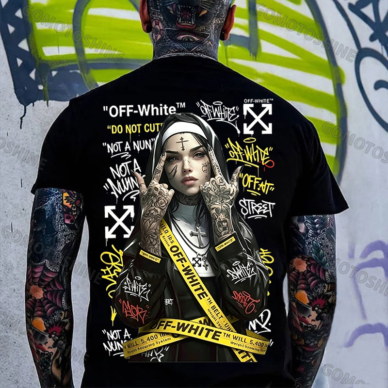 OW Defiant Nun Cross Arrows Print Men's T-shirt