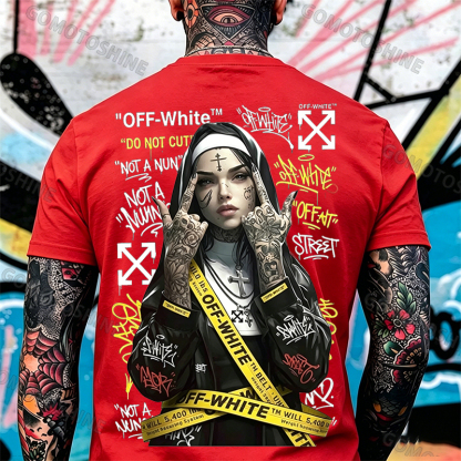 OW Defiant Nun Cross Arrows Print Men's T-shirt