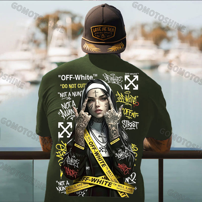 OW Defiant Nun Cross Arrows Print Men's T-shirt