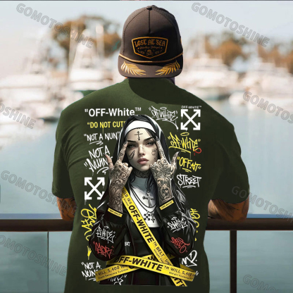 OW Defiant Nun Cross Arrows Print Men's T-shirt