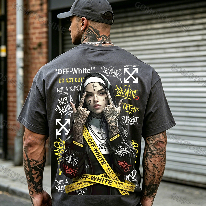 OW Defiant Nun Cross Arrows Print Men's T-shirt