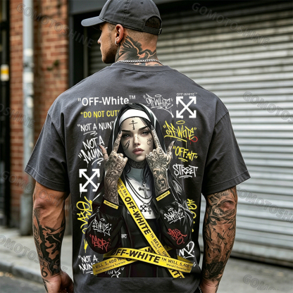 OW Defiant Nun Cross Arrows Print Men's T-shirt