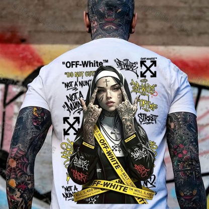 OW Defiant Nun Cross Arrows Print Men's T-shirt