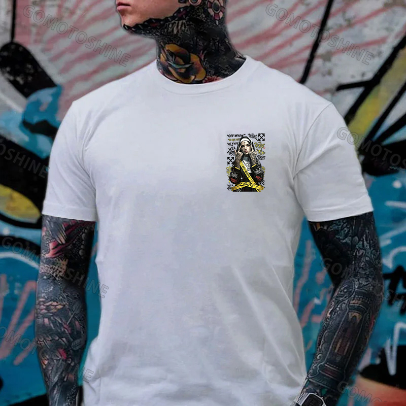 OW Defiant Nun Cross Arrows Print Men's T-shirt