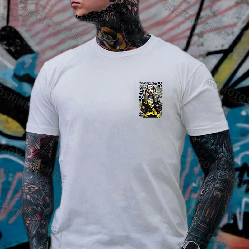 OW Defiant Nun Cross Arrows Print Men's T-shirt