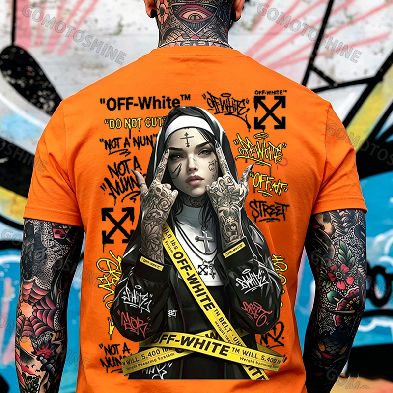 OW Defiant Nun Cross Arrows Print Men's T-shirt