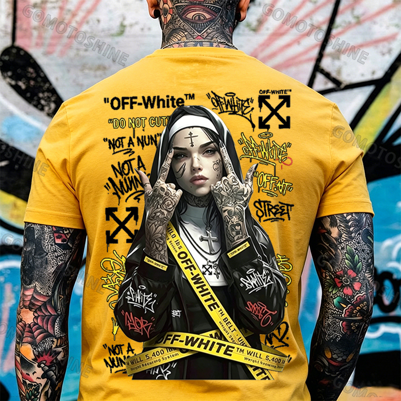 OW Defiant Nun Cross Arrows Print Men's T-shirt