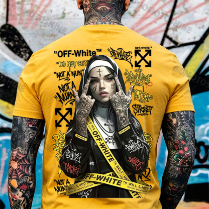 OW Defiant Nun Cross Arrows Print Men's T-shirt