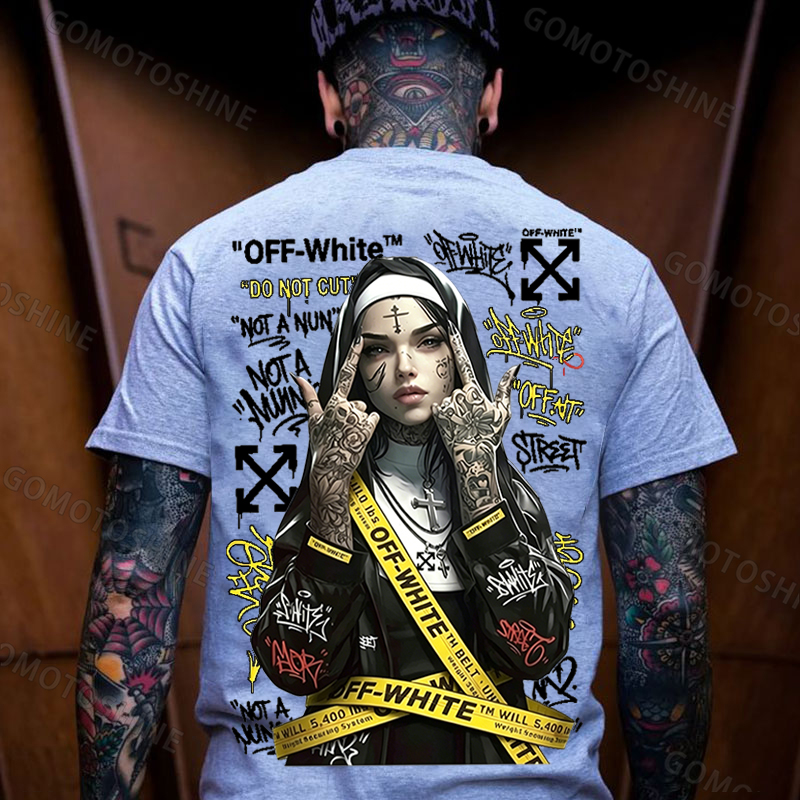 OW Defiant Nun Cross Arrows Print Men's T-shirt