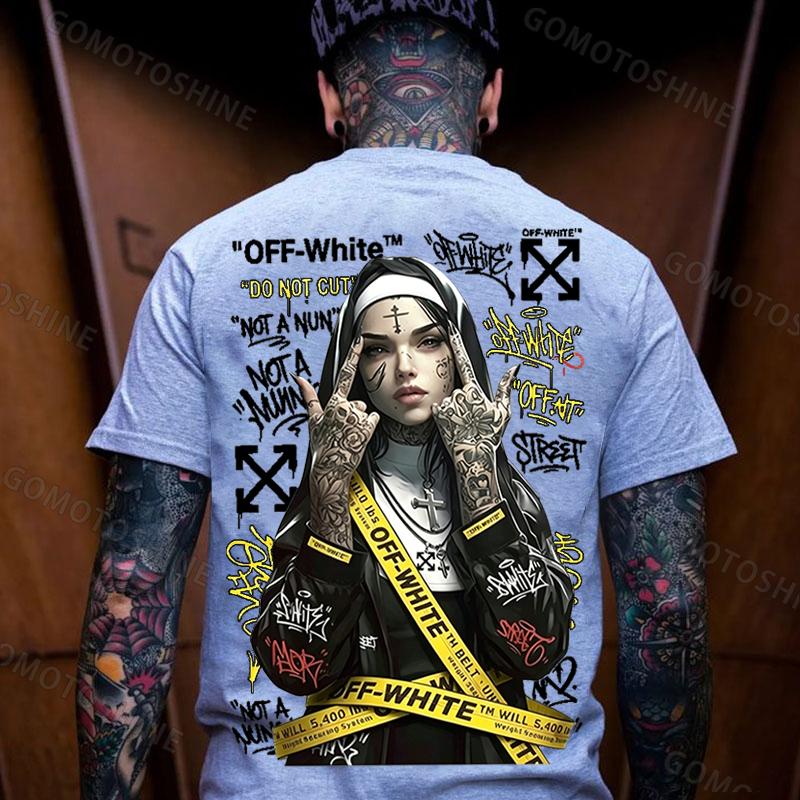 OW Defiant Nun Cross Arrows Print Men's T-shirt