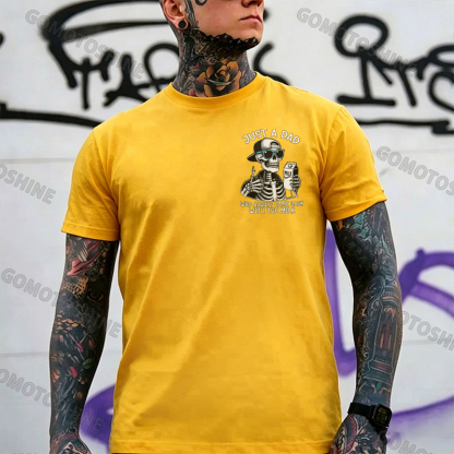 JUST A DAD WHO ALWAYS CAME BACK WITH THE MILK Skeleton Print Men T-Shirt Image - 10