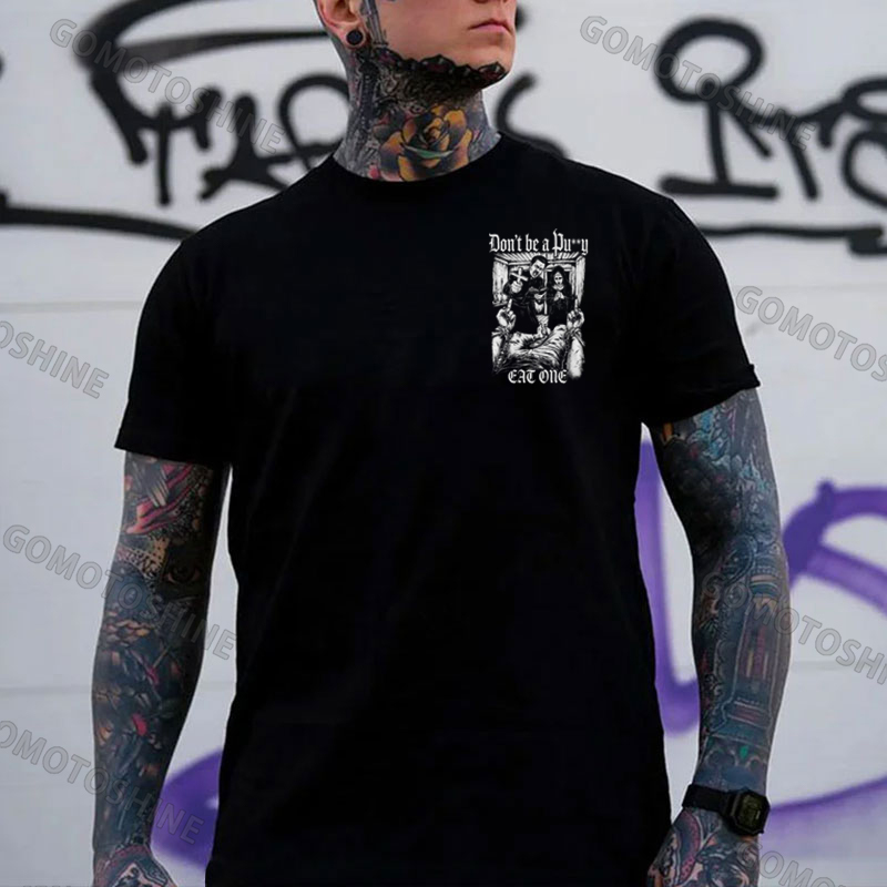Don't be a Pu**y EAT ONE Priest and Nun Print Men's T-shirt Image - 2