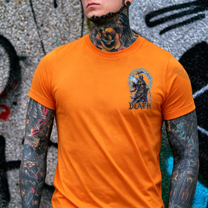 DEATH Grim Reaper Blue Hellfire Print Men's T-shirt Image - 7