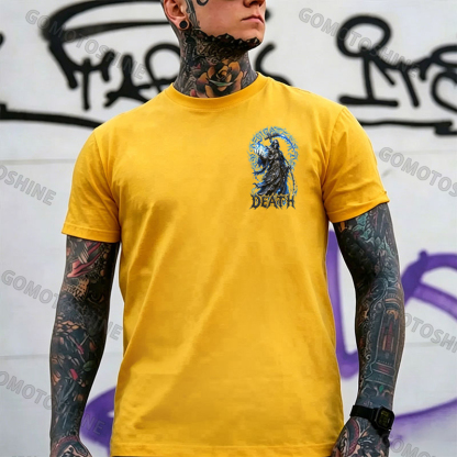 DEATH Grim Reaper Blue Hellfire Print Men's T-shirt Image - 9