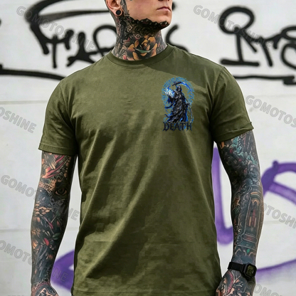 DEATH Grim Reaper Blue Hellfire Print Men's T-shirt Image - 16