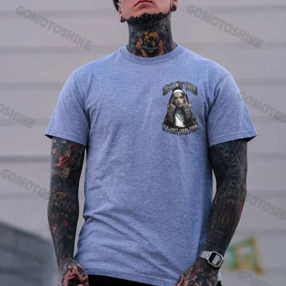 SHE'S NOT YOURS IT'S JUST YOUR TURN Dark Nun Print Men's T-shirt Image - 15