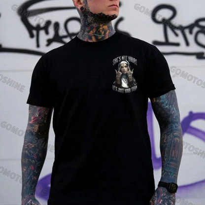 SHE'S NOT YOURS IT'S JUST YOUR TURN Dark Nun Print Men's T-shirt Image - 2