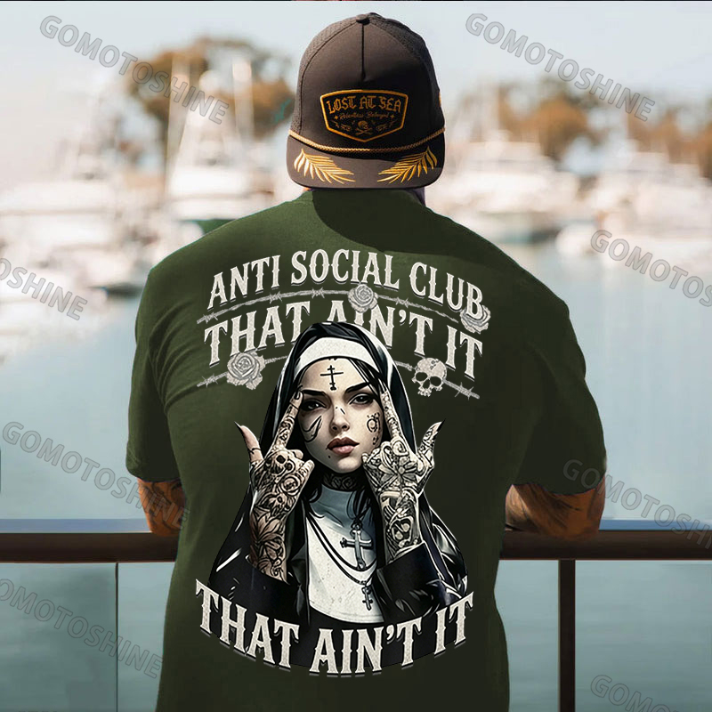 ANTI SOCIAL CLUB THAT AIN'T IT Gothic Nun Print Men's T-shirt Image - 2