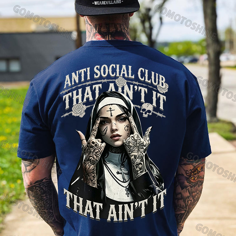 ANTI SOCIAL CLUB THAT AIN'T IT Gothic Nun Print Men's T-shirt Image - 3