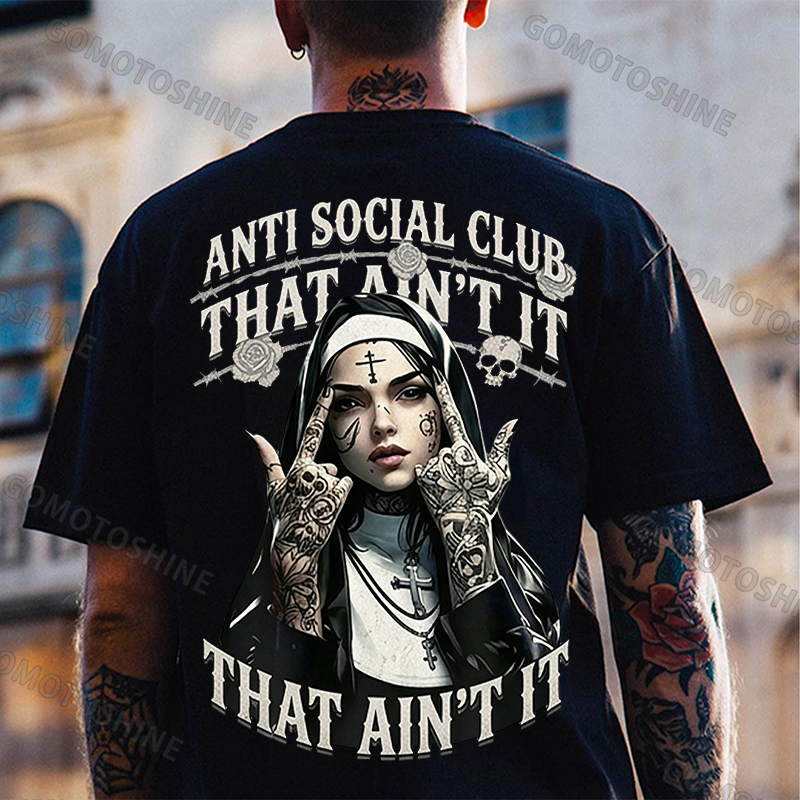 ANTI SOCIAL CLUB THAT AIN'T IT Gothic Nun Print Men's T-shirt Image - 1