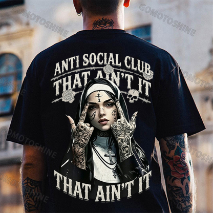 ANTI SOCIAL CLUB THAT AIN'T IT Gothic Nun Print Men's T-shirt Image - 1
