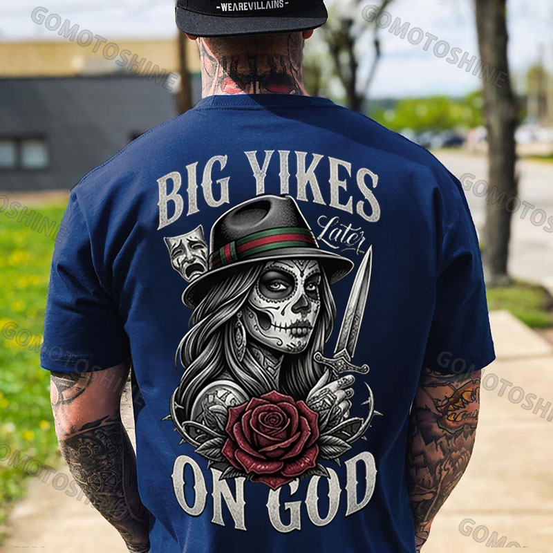 BIG YIKES LATER ON GOD Catrina Smile Now, Cry Later Print Men's T-shirt Image - 2