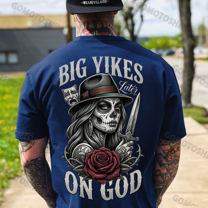 BIG YIKES LATER ON GOD Catrina Smile Now, Cry Later Print Men's T-shirt Image - 2