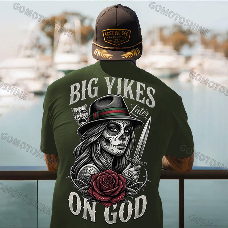 BIG YIKES LATER ON GOD Catrina Smile Now, Cry Later Print Men's T-shirt Image - 3