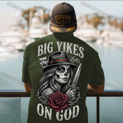 BIG YIKES LATER ON GOD Catrina Smile Now, Cry Later Print Men's T-shirt Image - 3