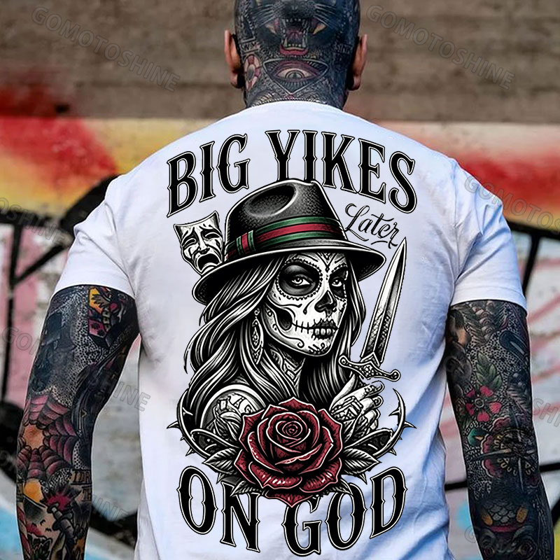 BIG YIKES LATER ON GOD Catrina Smile Now, Cry Later Print Men's T-shirt Image - 4