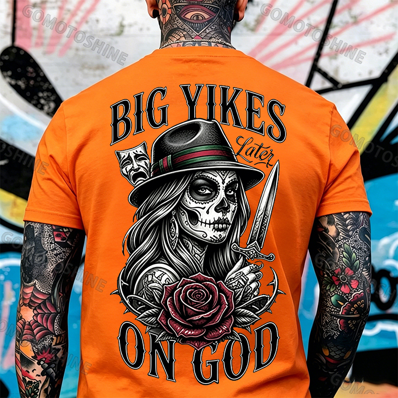 BIG YIKES LATER ON GOD Catrina Smile Now, Cry Later Print Men's T-shirt Image - 6