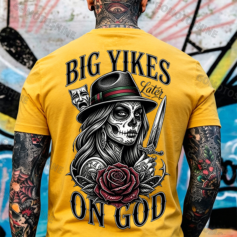 BIG YIKES LATER ON GOD Catrina Smile Now, Cry Later Print Men's T-shirt Image - 8