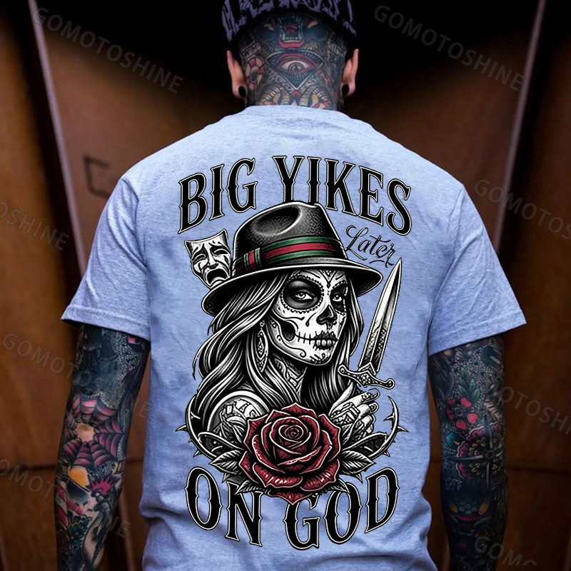 BIG YIKES LATER ON GOD Catrina Smile Now, Cry Later Print Men's T-shirt Image - 7