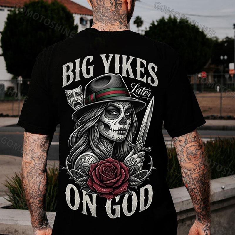 BIG YIKES LATER ON GOD Catrina Smile Now, Cry Later Print Men's T-shirt Image - 1