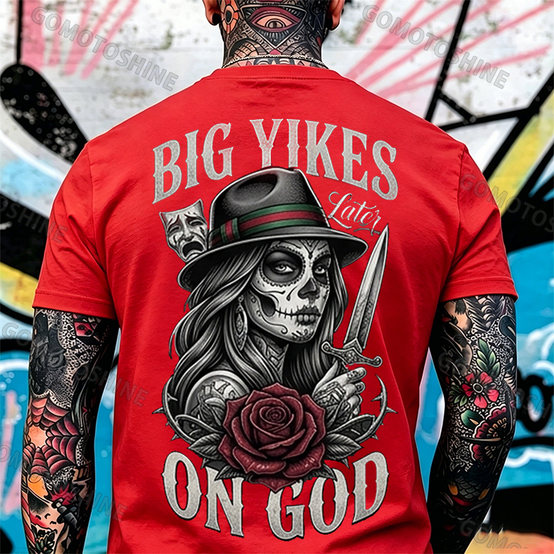 BIG YIKES LATER ON GOD Catrina Smile Now, Cry Later Print Men's T-shirt Image - 9