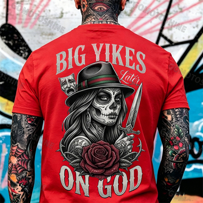 BIG YIKES LATER ON GOD Catrina Smile Now, Cry Later Print Men's T-shirt Image - 9