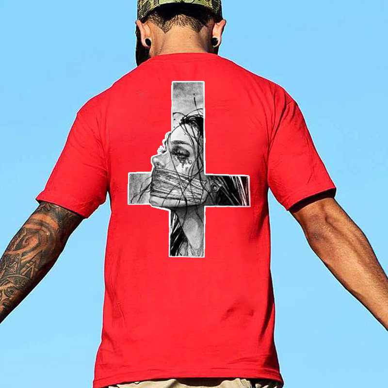 Hopeless Lady Was Crucified Dark Style Print T-shirt Image - 19