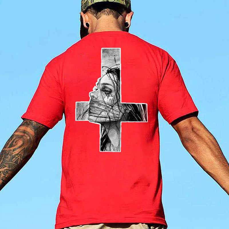 Hopeless Lady Was Crucified Dark Style Print T-shirt Image - 19