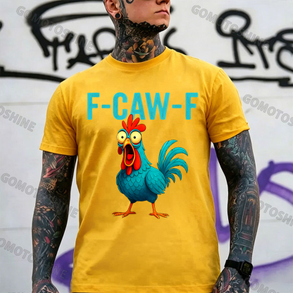 F-CAW-F Blue Rooster Print Men's T-shirt Image - 3