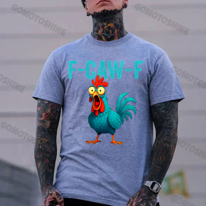 F-CAW-F Blue Rooster Print Men's T-shirt Image - 2