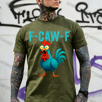 F-CAW-F Blue Rooster Print Men's T-shirt Image - 4
