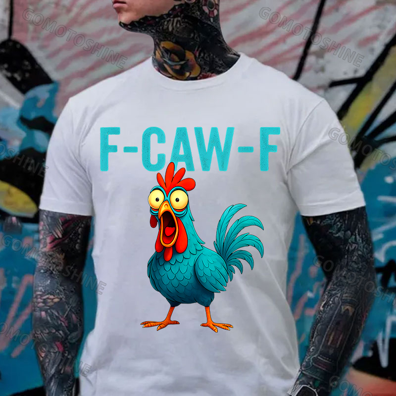 F-CAW-F Blue Rooster Print Men's T-shirt Image - 5