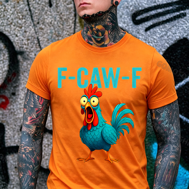 F-CAW-F Blue Rooster Print Men's T-shirt Image - 6