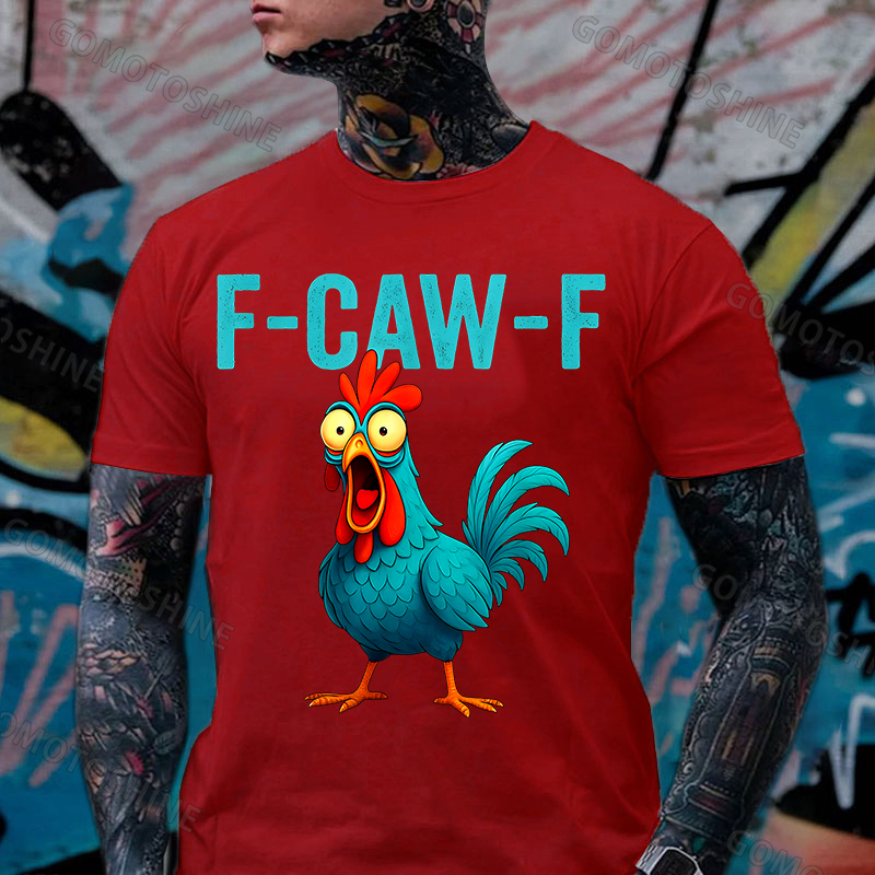 F-CAW-F Blue Rooster Print Men's T-shirt Image - 7