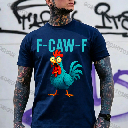 F-CAW-F Blue Rooster Print Men's T-shirt Image - 9