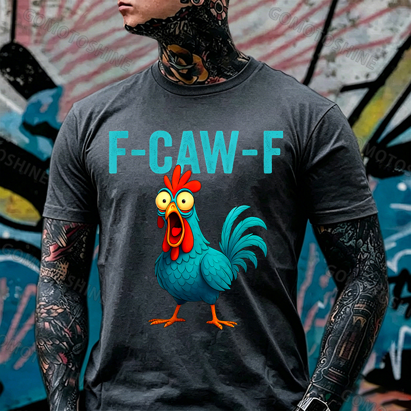 F-CAW-F Blue Rooster Print Men's T-shirt Image - 8