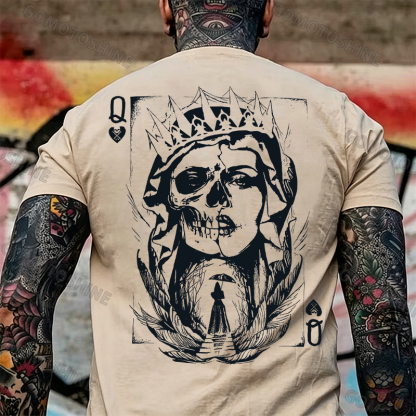 Poker Q Gloomy Queen Vintage Style White Print T-shirt Image - 23