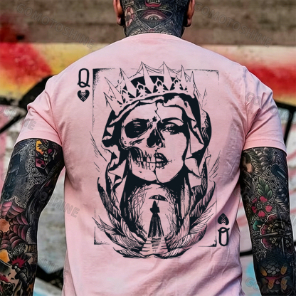 Poker Q Gloomy Queen Vintage Style White Print T-shirt Image - 26