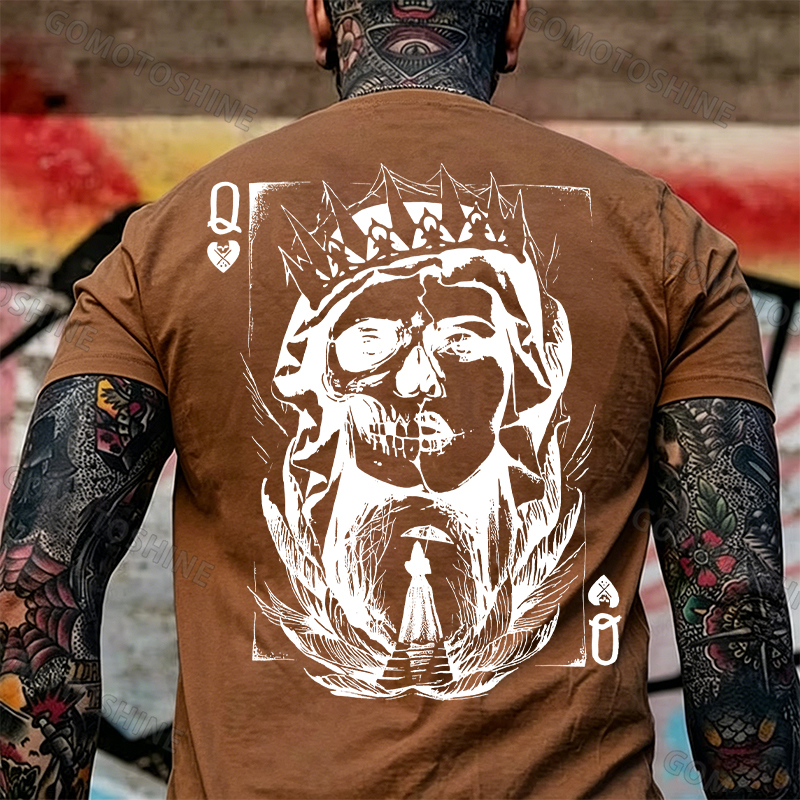 Poker Q Gloomy Queen Vintage Style White Print T-shirt Image - 28
